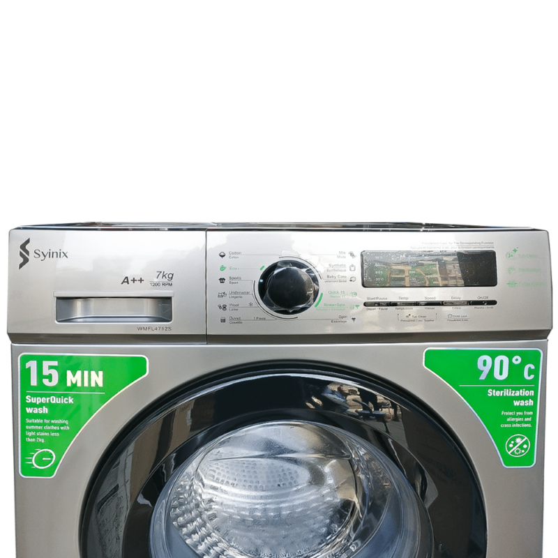 Syinix 4712S 7Kg Front Load Fully Automatic Washing Machine (Silver) - Image 2