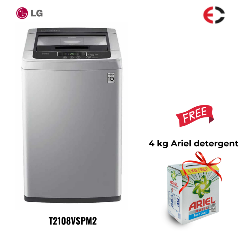 LG 8Kg Smart Inverter Technology Top Load Fully Automatic Washing Machine (T2108VSPM2)