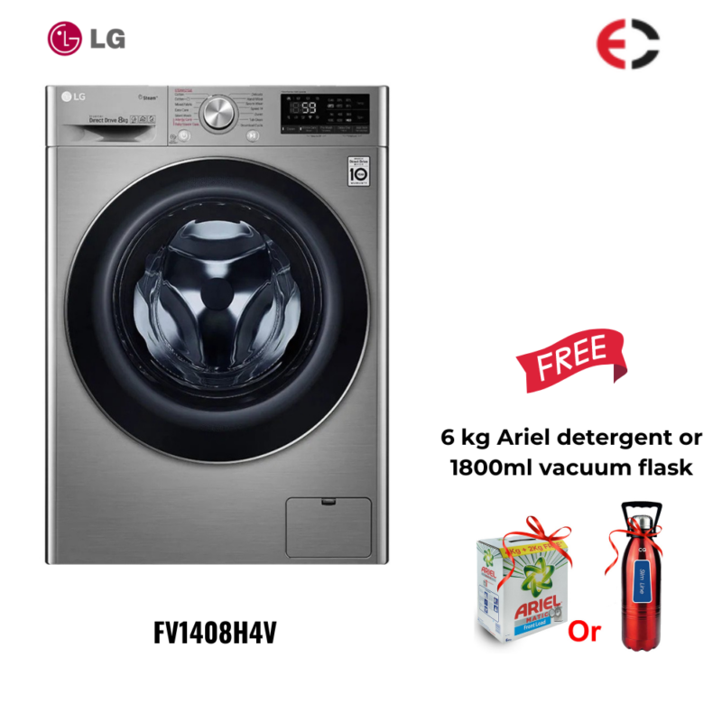 LG 8/6 Kg AI DD Motor Series Front Load Fully Automatic Washer & Dryer (FV1408H4V)