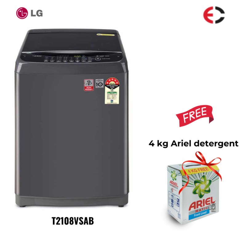 LG 8Kg Smart Inverter Technology Top Load Fully Automatic Washing Machine (T2108VSAB)