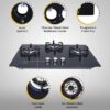 Whirlpool Hob 3 Burner Auto Ignition Gas Stove (Glass Ceramic, Elite Hybrid HD 703 MT Gas Hob), Black - Image 2