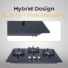 Whirlpool Hob 3 Burner Auto Ignition Gas Stove (Glass Ceramic, Elite Hybrid HD 703 MT Gas Hob), Black - Image 3