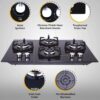Whirlpool Hob 4 Burner Crystal Glass Auto Ignition Gas Stove (Elite Hybrid 704 MT Gas Hob), Black - Image 2