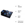 Whirlpool Hob 4 Burner Crystal Glass Auto Ignition Gas Stove (Elite Hybrid 704 MT Gas Hob), Black - Image 6