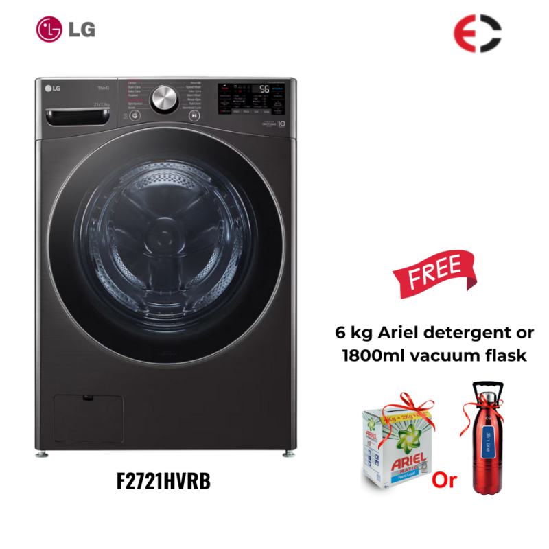 LG 21/12 Kg AI Direct Drive and TurboWash Technology Front Load Fully Automatic Washer & Dryer (F2721HVRB)