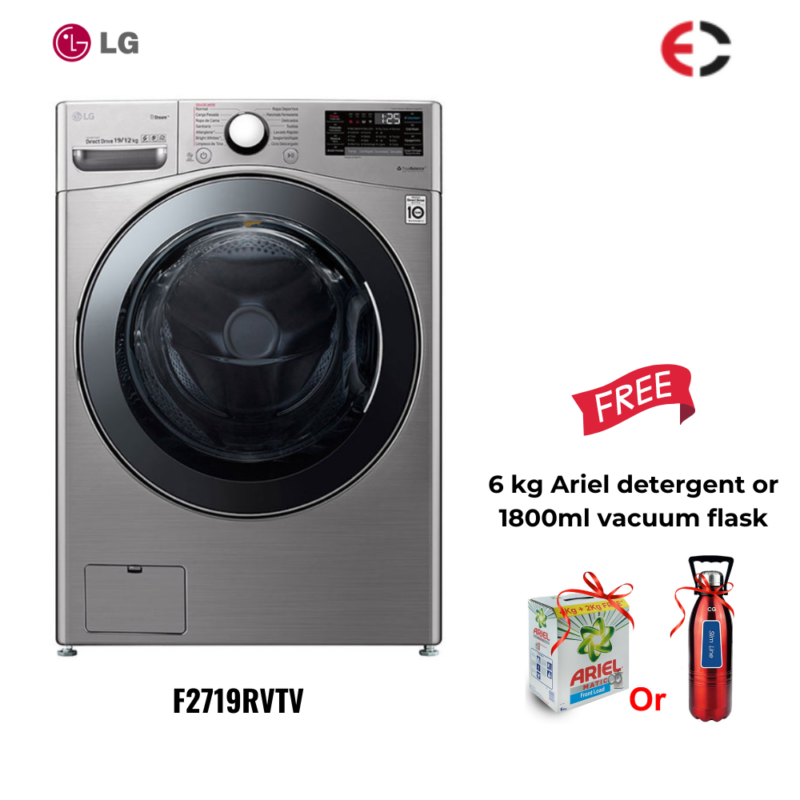 LG 19/12 Kg AI Direct Drive and TurboWash Technology Front Load Fully Automatic Washer & Dryer (F2719RVTV)