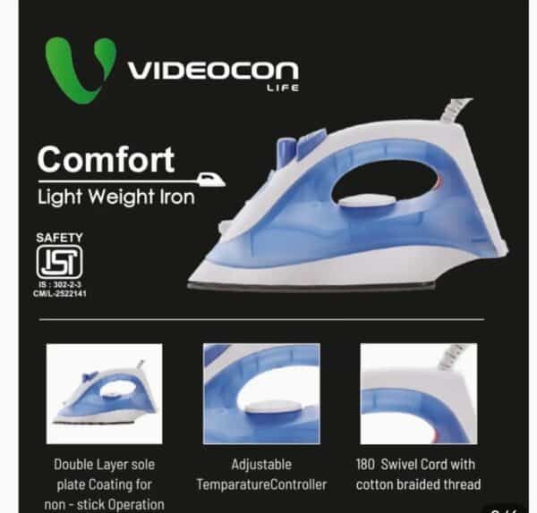 Videocon Steam Iron 1400W with Burst & Spray Steam (VD-Comfort) - Image 3