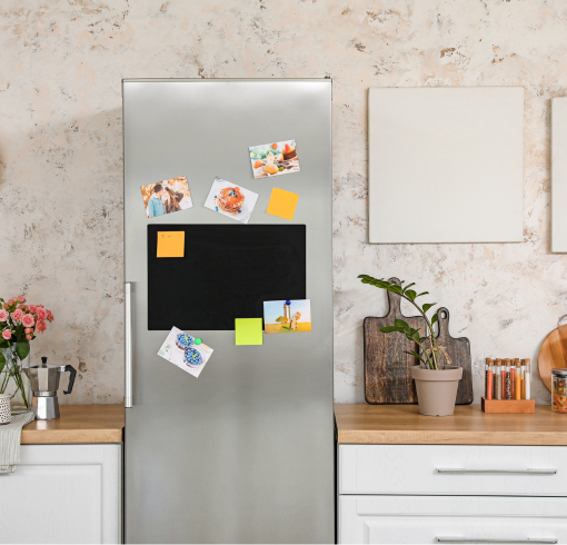 image of a refrigerator inside a modern kitchen