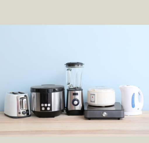 image of various home appliances like mixer blender, induction, rice cooker, toaster etc