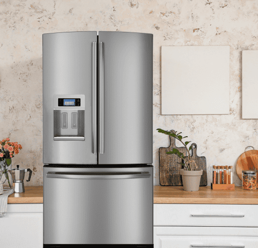 image of a refrigerator inside a modern kitchen