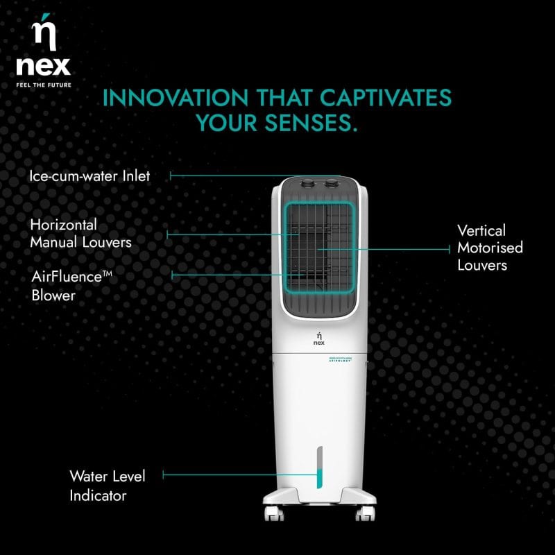 Bajaj NEX TAC T1 40L White Tower Cooler with 20% Higher Air Thrust & High Torque Peaktorq Motor - Image 2