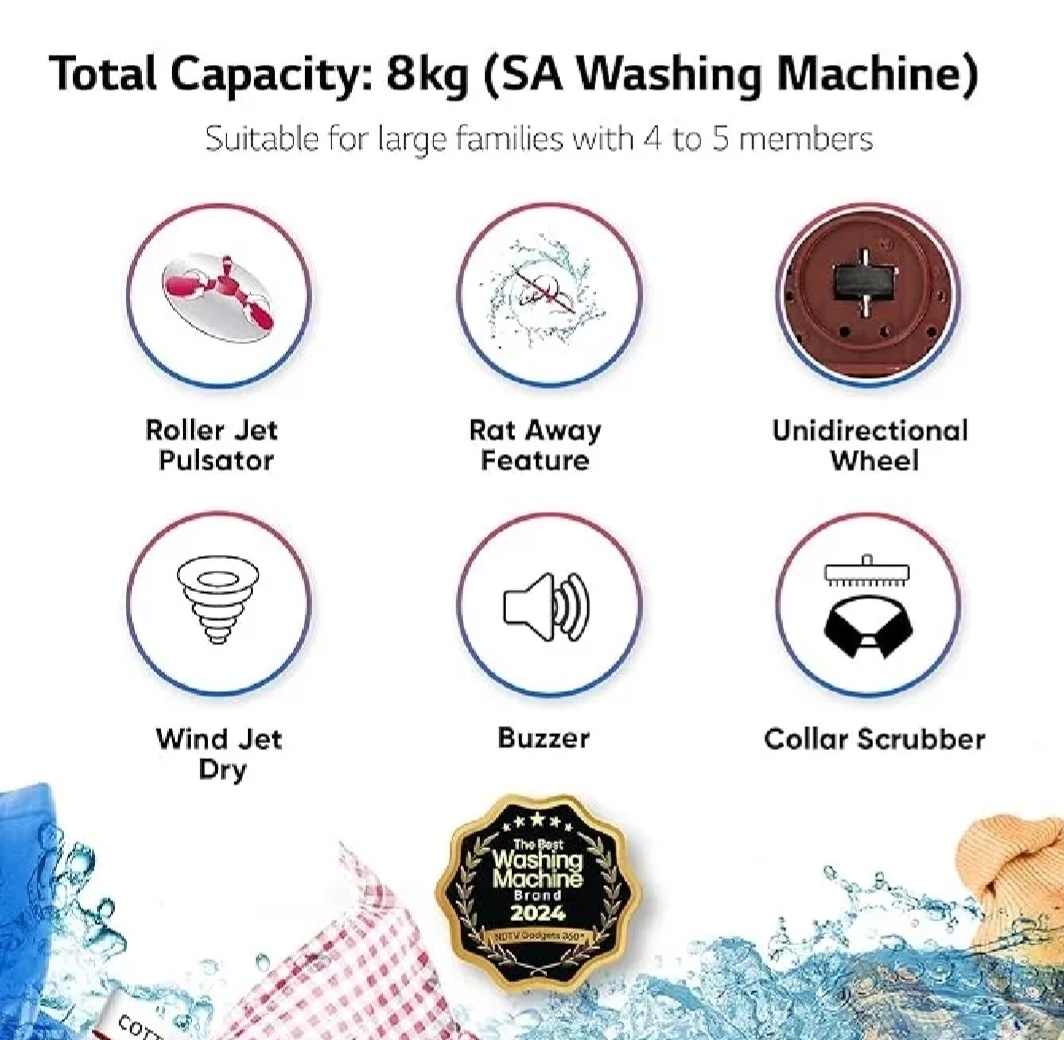 Videocon 8 Kg Semi Automatic Washing Machine with Turbo Wash - Image 14